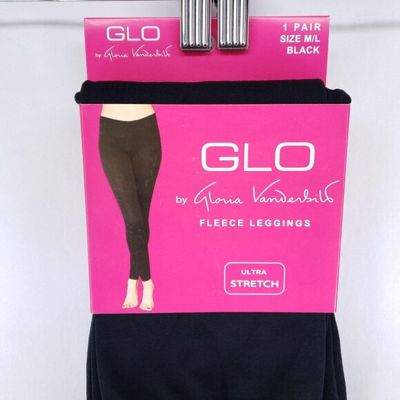 Glo Fleece Leggings Size M/L (10-12) Black Ultra Stretch By Gloria Vanderbilt - Picture 3 of 6